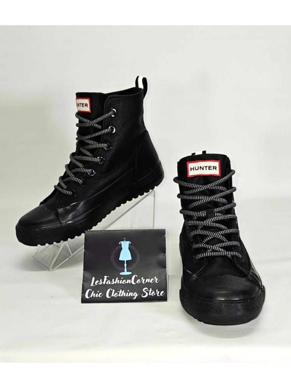 Hunter Men's Target Dipped Black Canvas Hi-Top Sneakers Size 5 Wo's 7 019